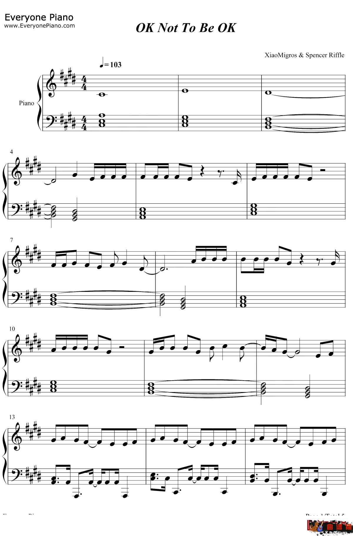 OK Not To Be OK钢琴谱-MarshmelloDemiLovato-MarshmelloftDemiLovato