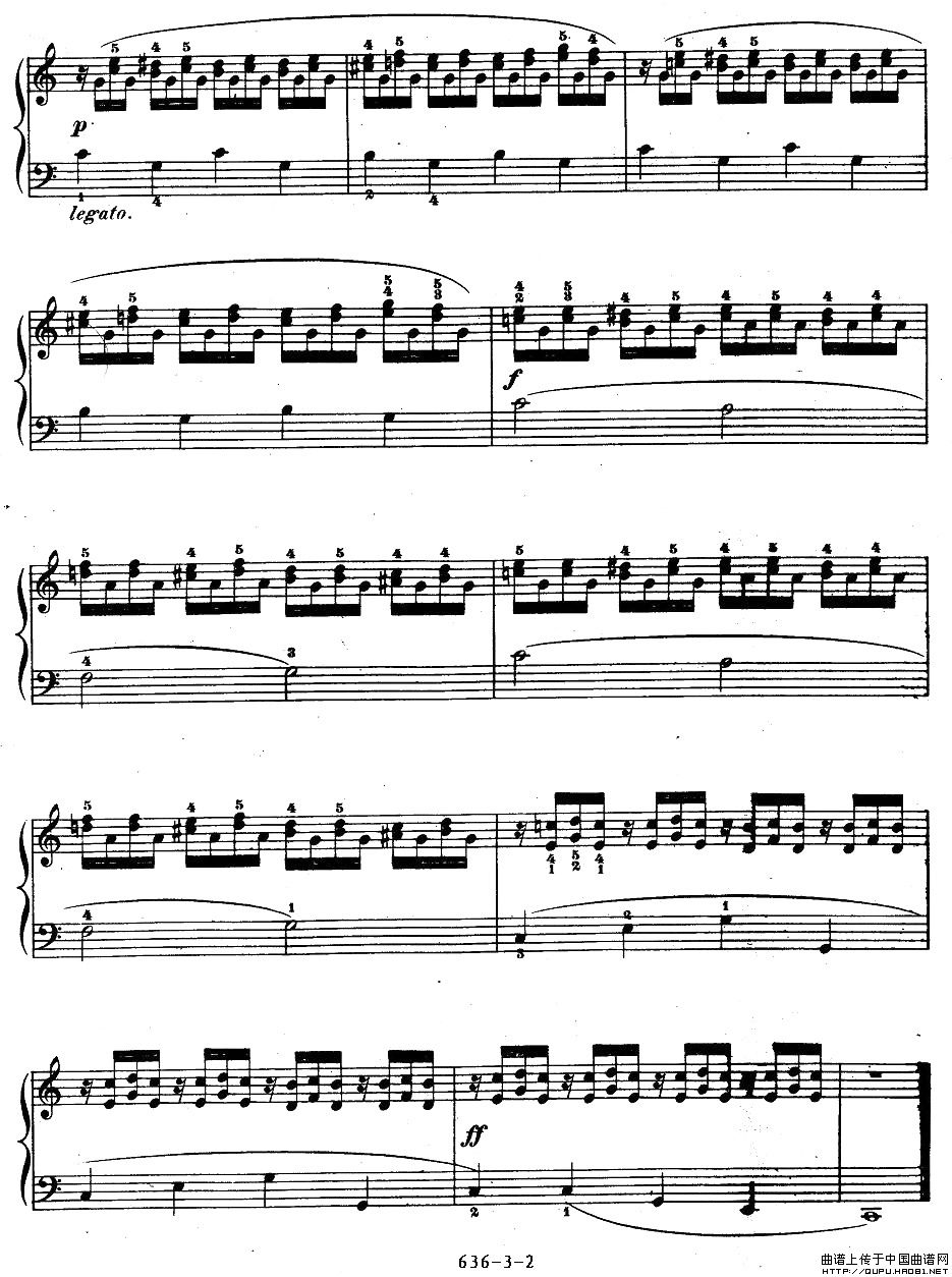 《车尔尼钢琴手指灵巧初步练习曲》OP.636-3简谱
