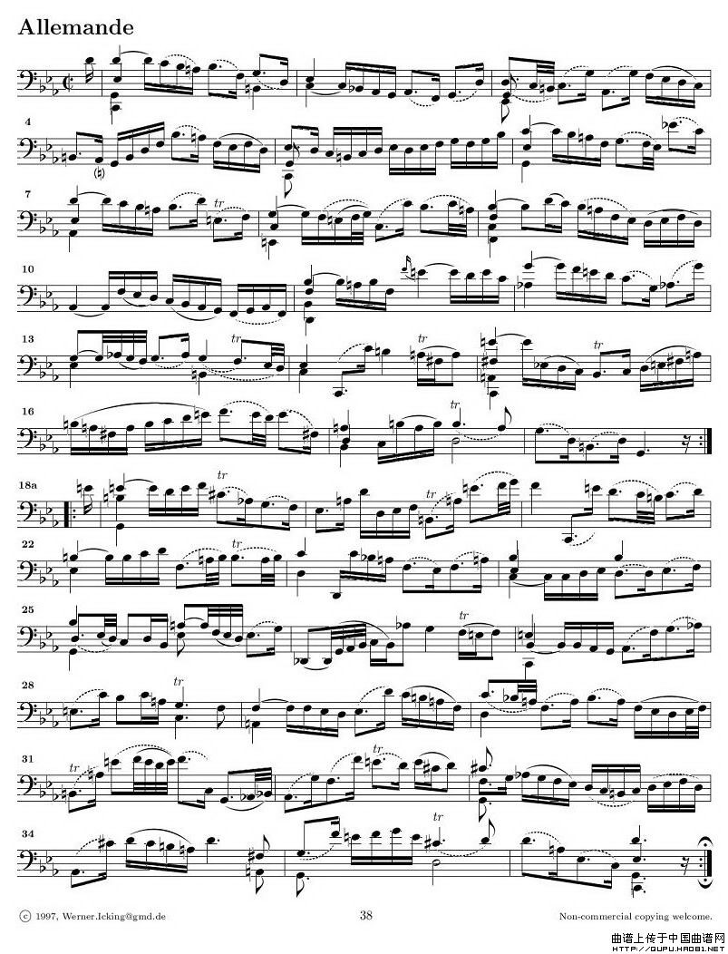 巴赫无伴奏大提琴练习曲之五P5其他曲谱