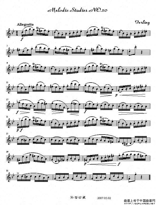 四十八首旋律练习曲之二十萨克斯谱