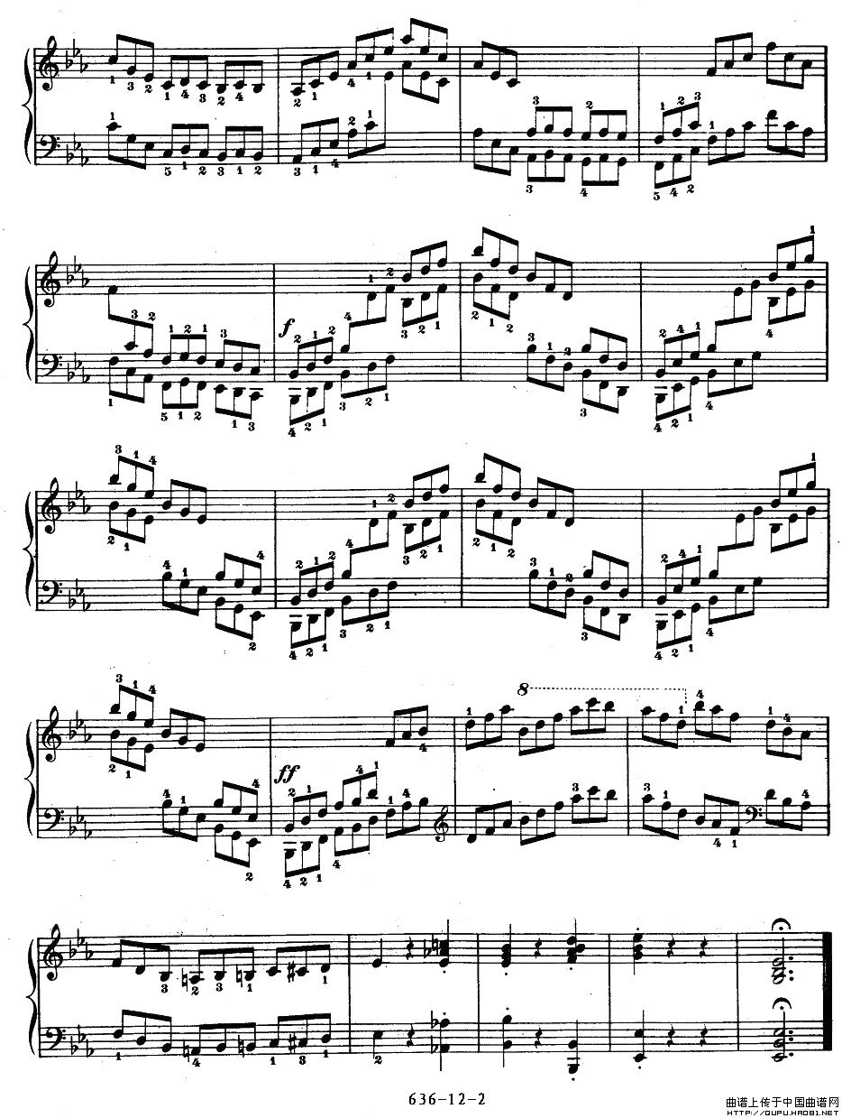 《车尔尼钢琴手指灵巧初步练习曲》OP.636-12简谱
