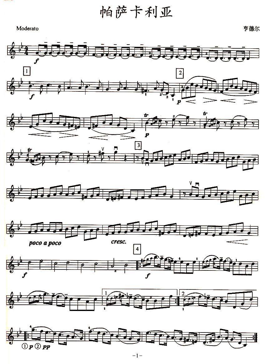 帕萨卡利亚（四重奏之第二小提琴）